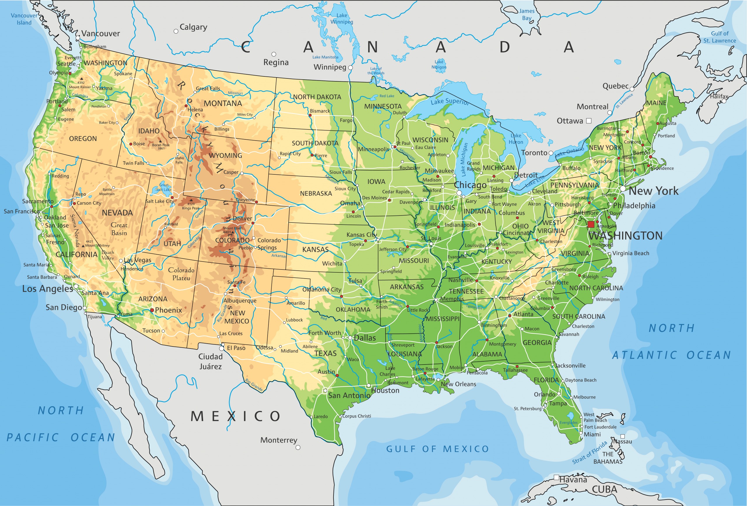 Carte des Etats unis et USA : Informations pratiques